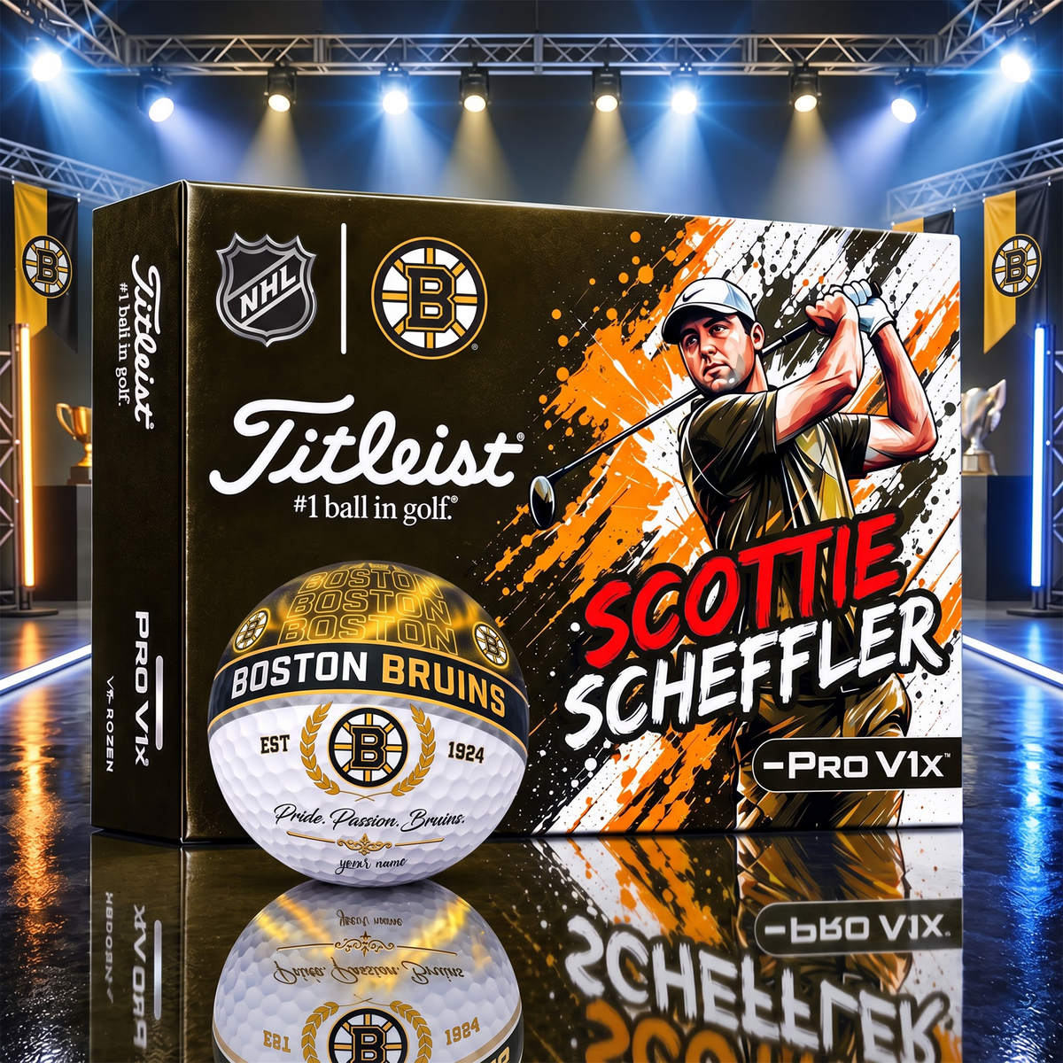OFFICIAL TITLIEST X SIGNATURE NHL BB BESPOKE NAME 3D GALAXY SKYLINE IN NIGHT GOFT BALL EDITION