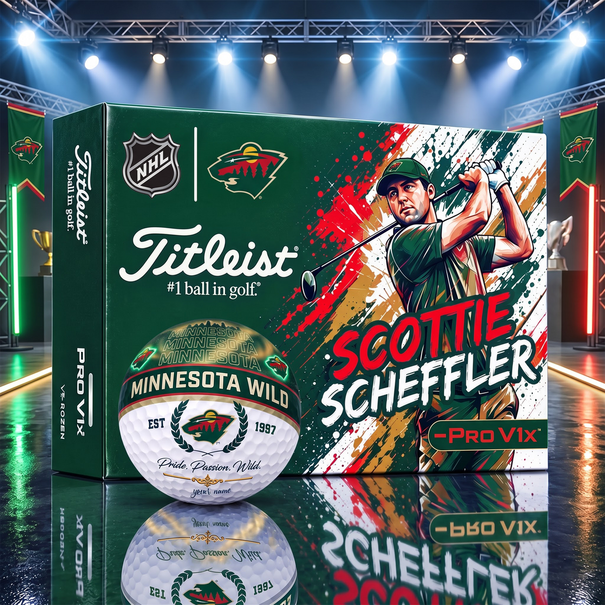 OFFICIAL TITLIEST X SIGNATURE NHL MW BESPOKE NAME 3D GALAXY SKYLINE IN NIGHT GOFT BALL EDITION