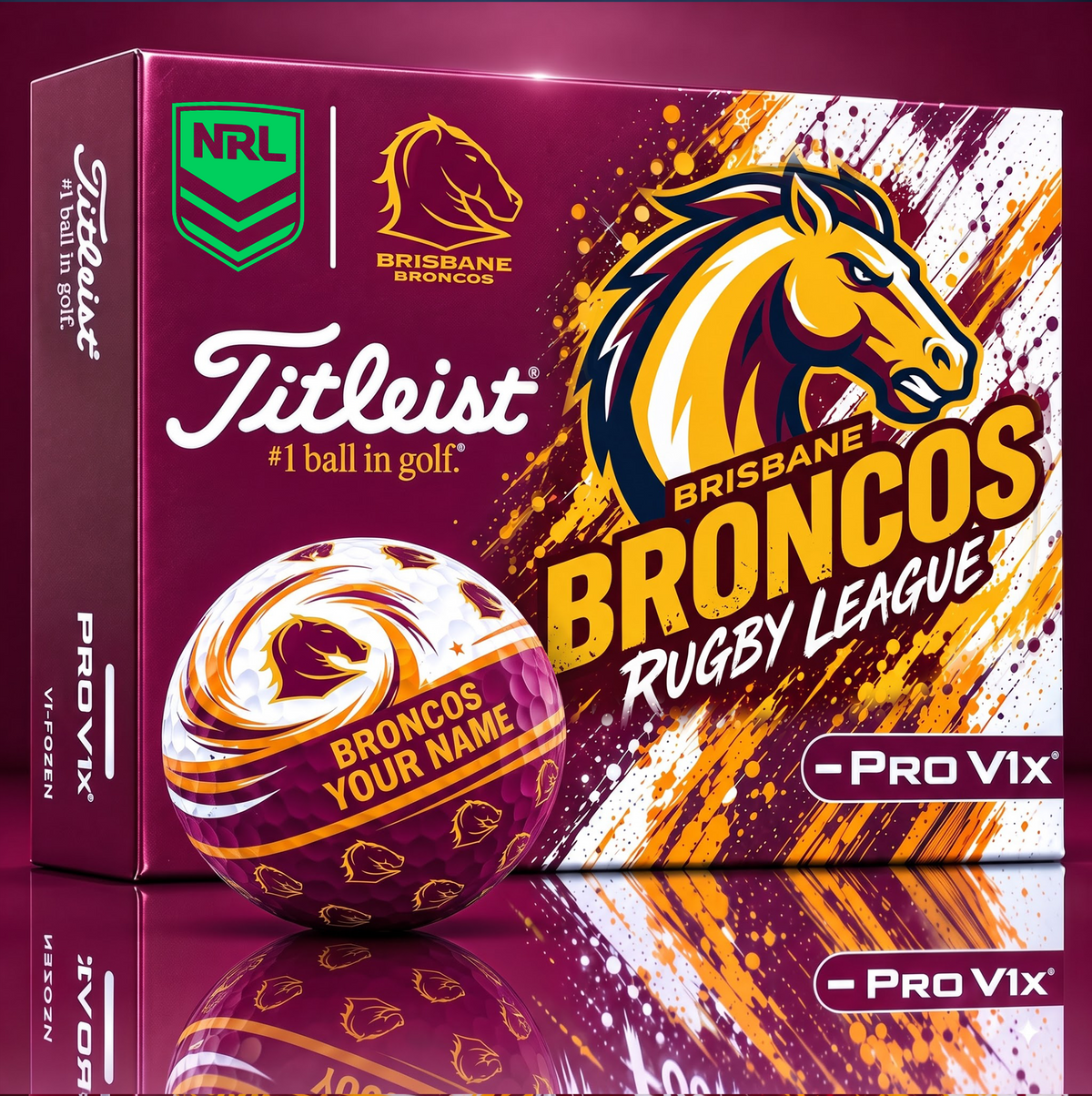 OFFICIAL TITLIEST X SIGNATURE NRL BB BESPOKE NAME NEON GOLF BALL LIMITED EDITION V6