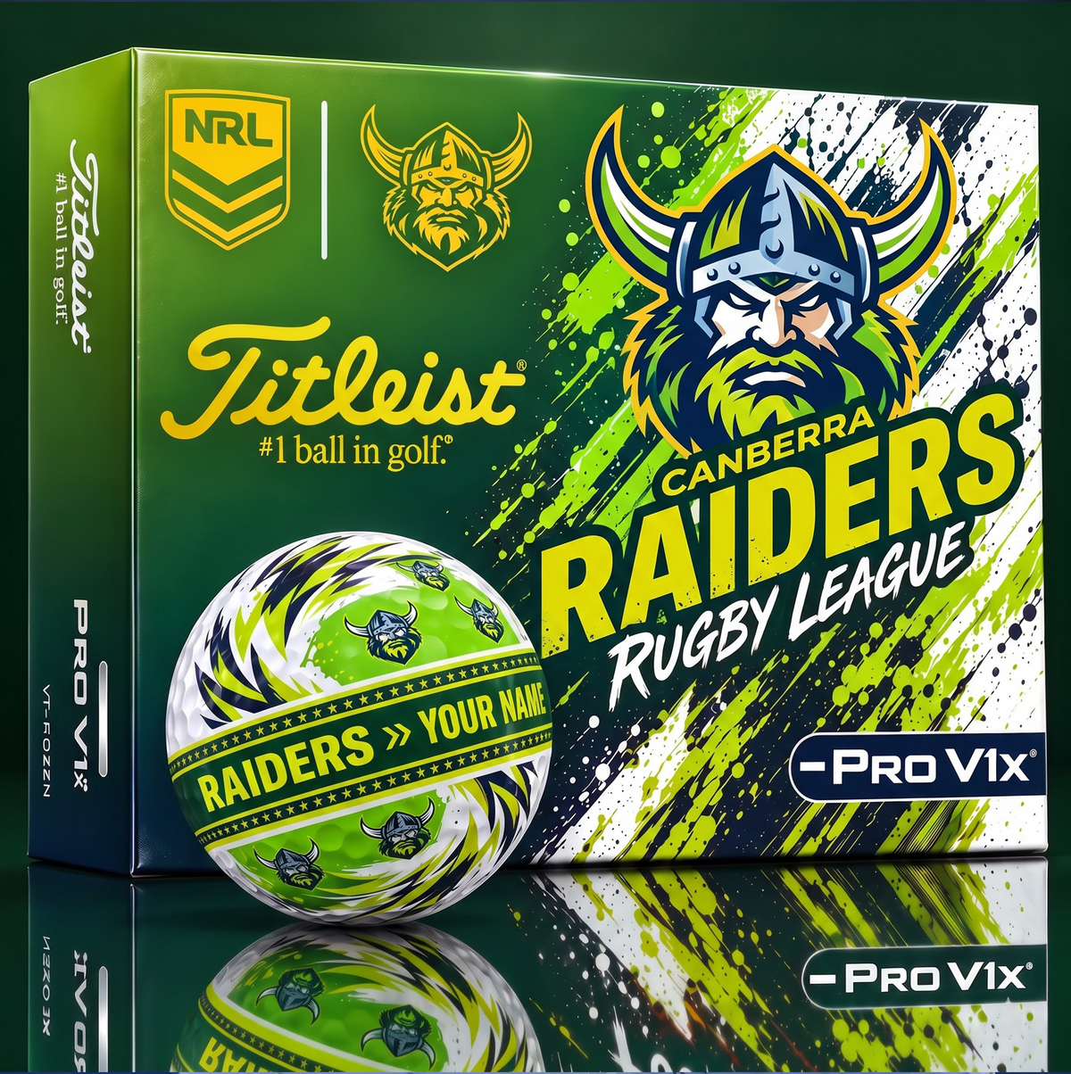 OFFICIAL TITLIEST X SIGNATURE NRL CR BESPOKE NAME NEON GOLF BALL LIMITED EDITION