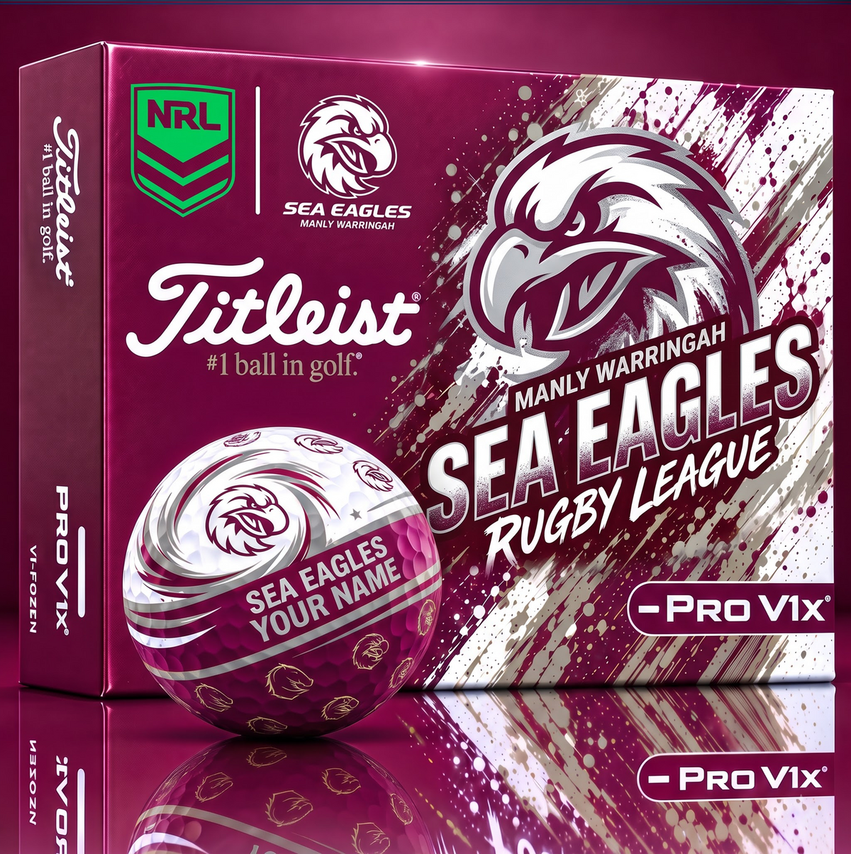 OFFICIAL TITLIEST X SIGNATURE NRL MWSE BESPOKE NAME NEON GOLF BALL LIMITED EDITION V6