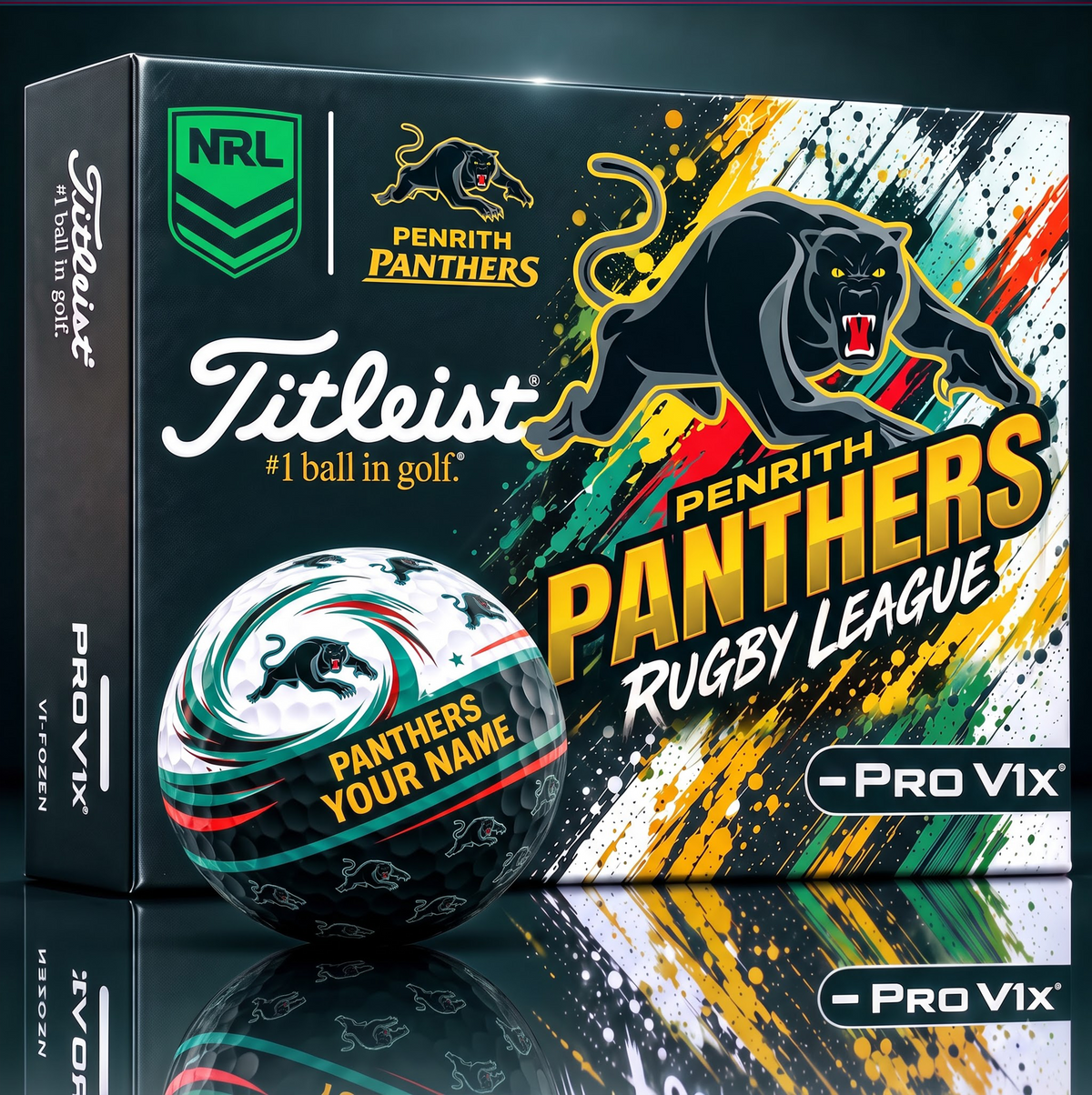 OFFICIAL TITLIEST X SIGNATURE NRL PP BESPOKE NAME NEON GOLF BALL LIMITED EDITION V6