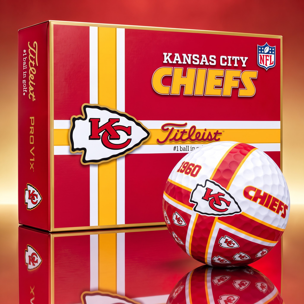 Official NFL x Titleist KCC Bespoke 3D Cross V3 Golf Balls for Faithful Fans EDITION
