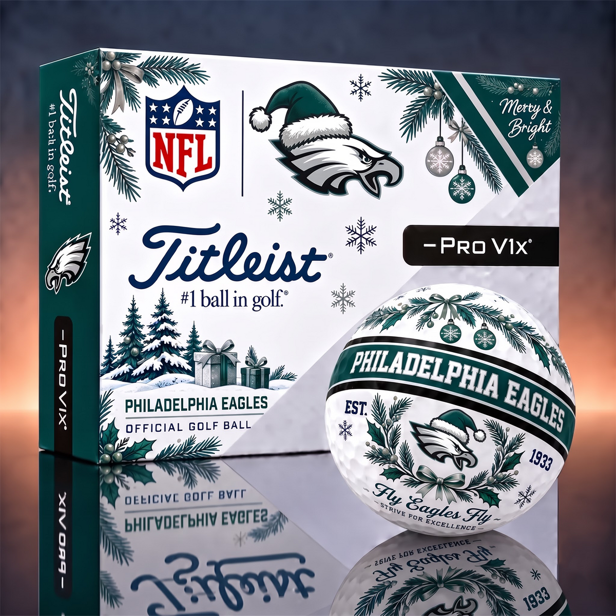 PE x 1-OF-1 NFL TITLEIST CHRISTMAS GOLF BALLS