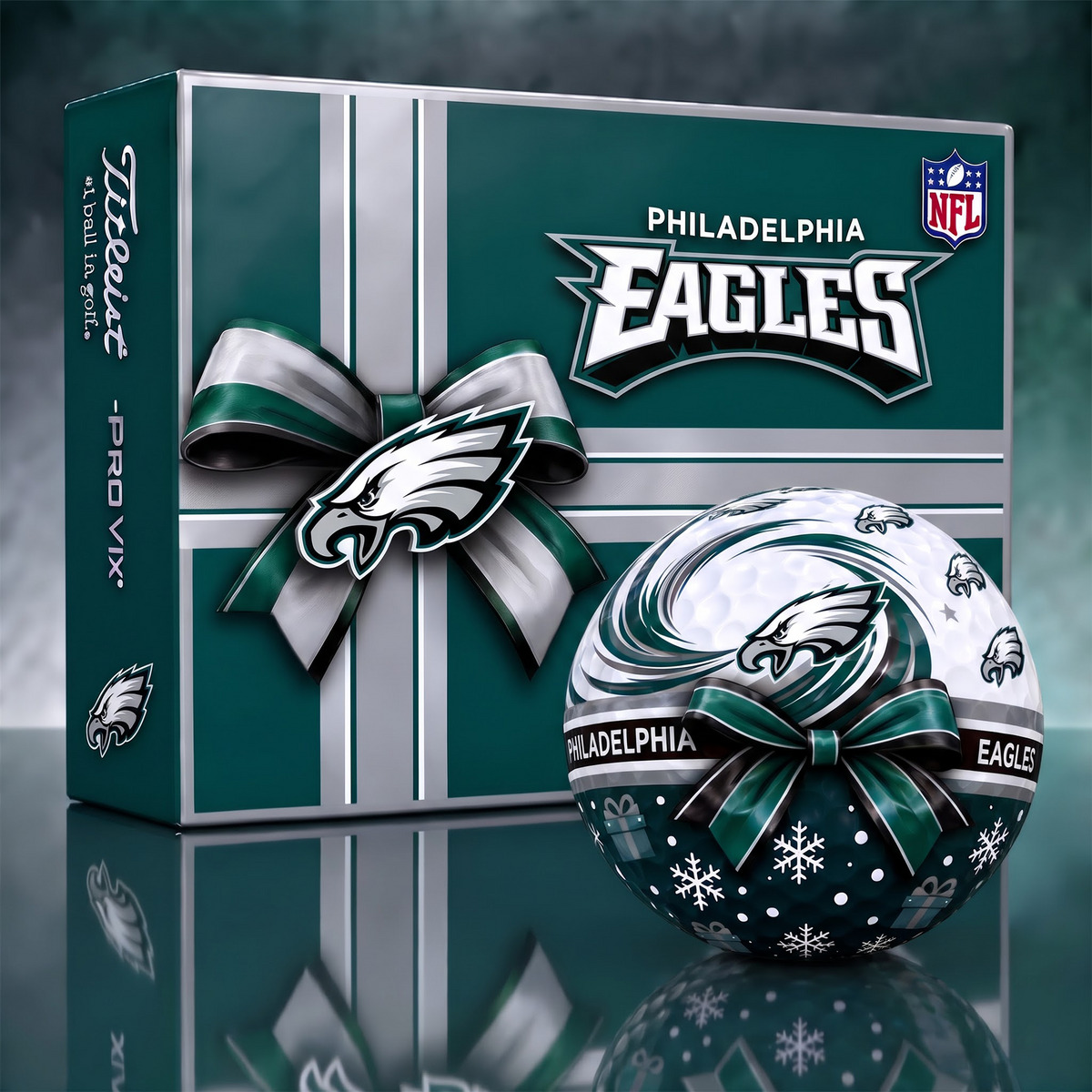 PE x 1-of-1 Custom NFL Holiday Golf Balls Gift Set For Golfer