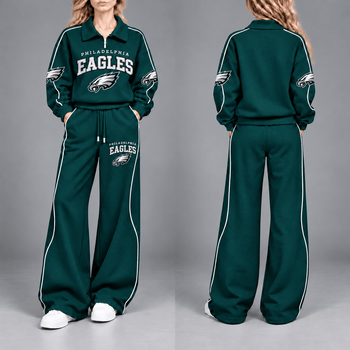 PHI Premium NFL Team Pride Contrast Piping Quarter-Zip + Pants