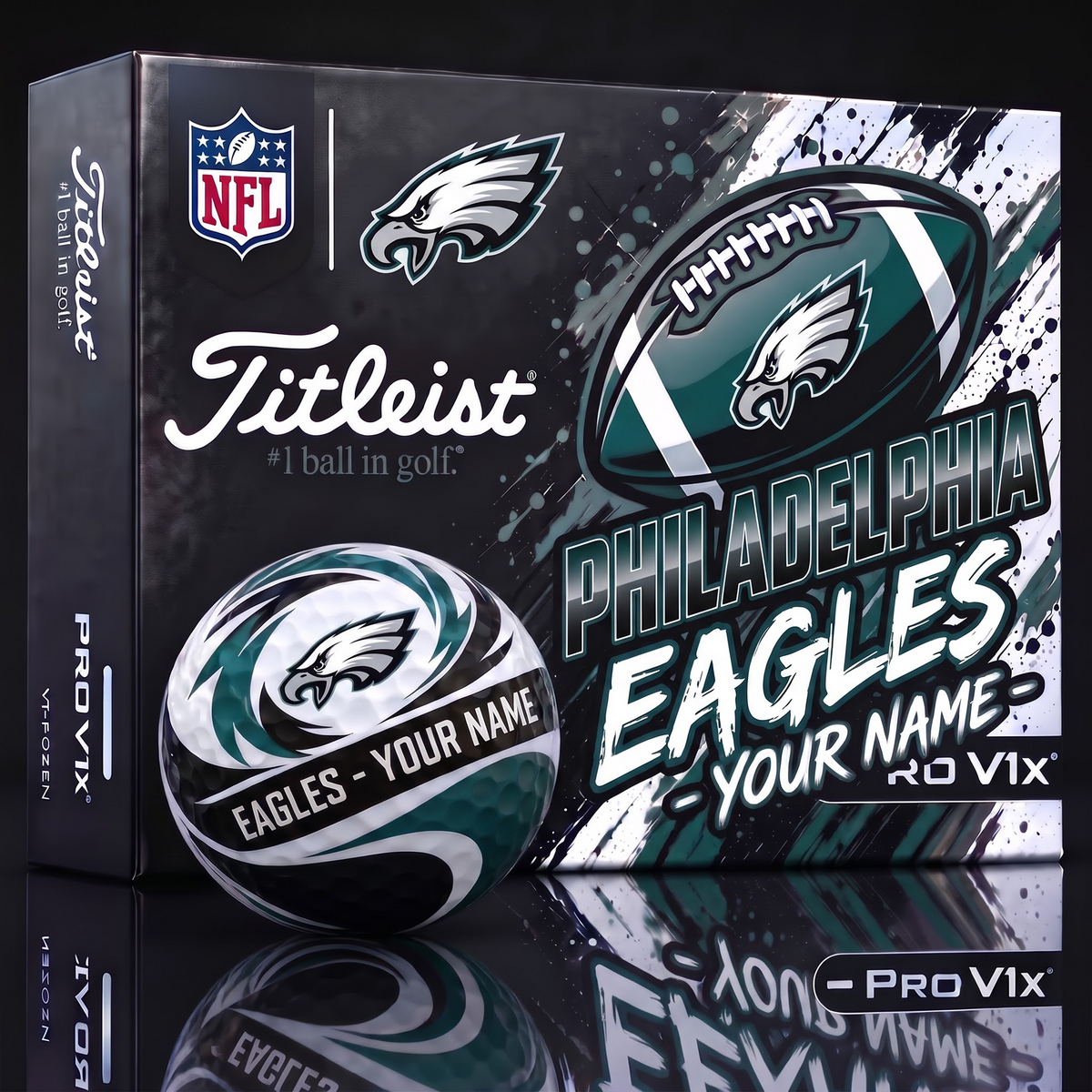 PHI X 1-of-1 Custom NFL Personalized Splatter Titleist Golf Balls Set