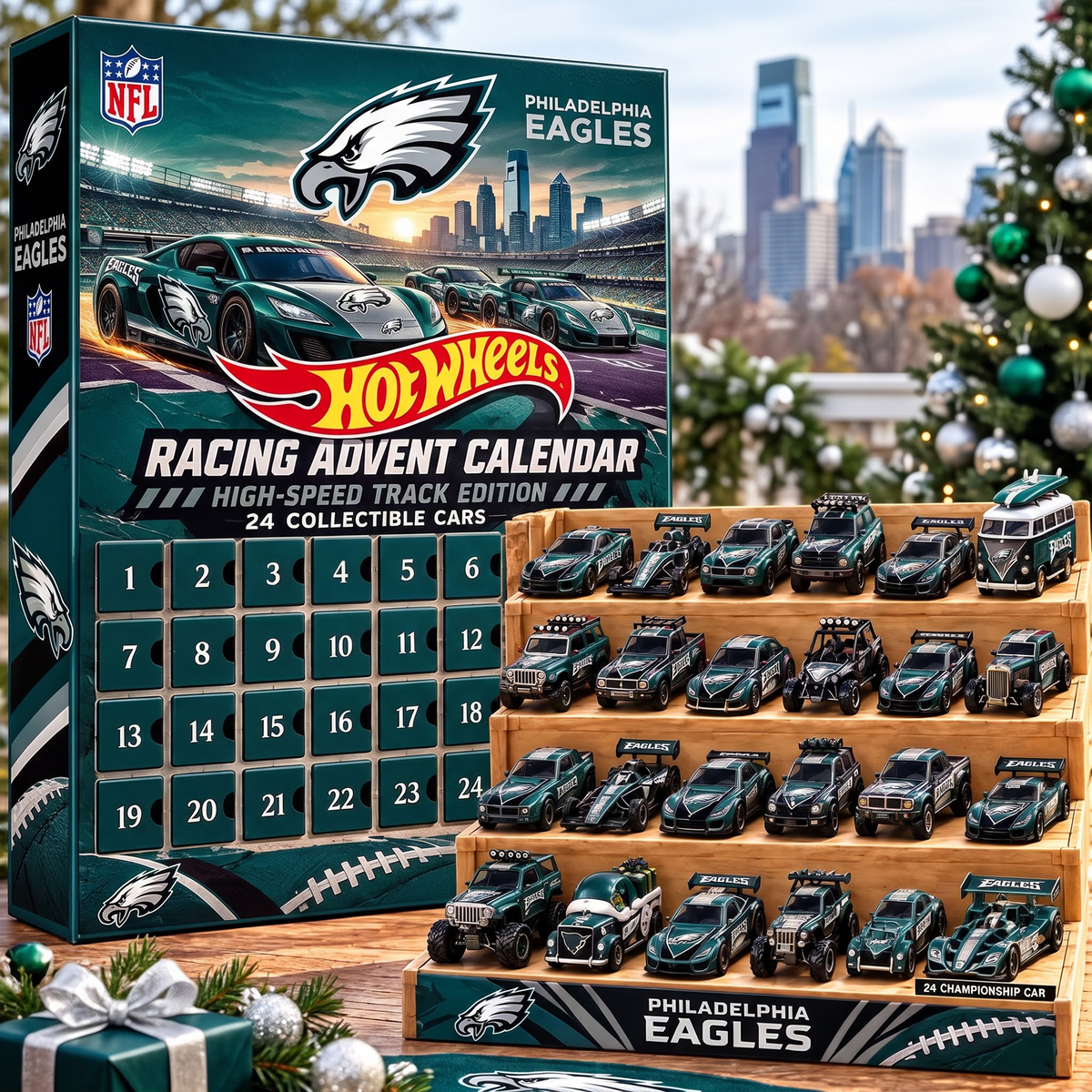 PHI X 1-of-1 Custom NFL Racing Advent Calendar 24 Cars Gift Set