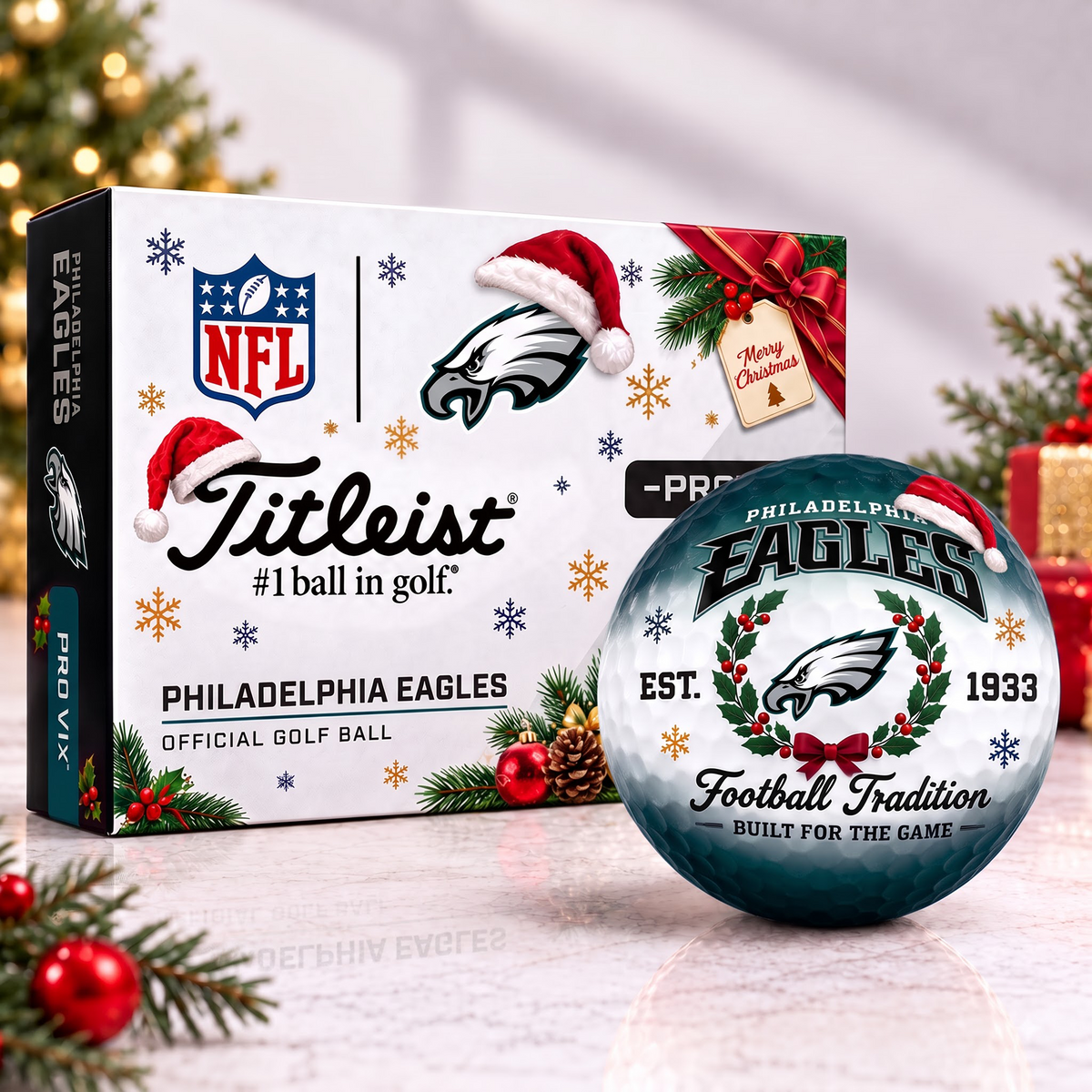 PHI X Custom NFL Team Christmas Titleist Pro V1x Golf Balls Set