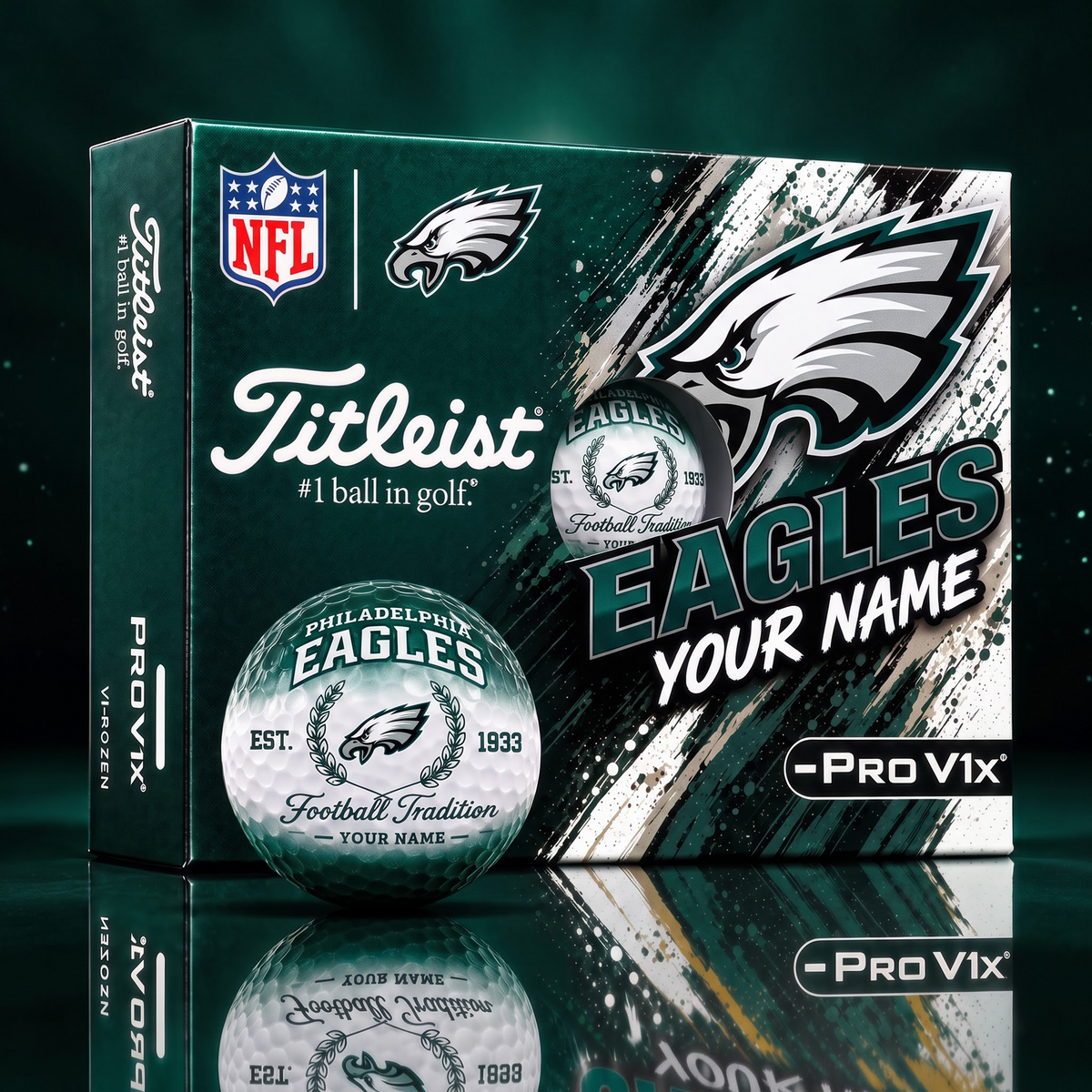 PHI X PERSONALIZED NFL MAKER-MADE TITLEIST PRO V1X GOLF BALLS