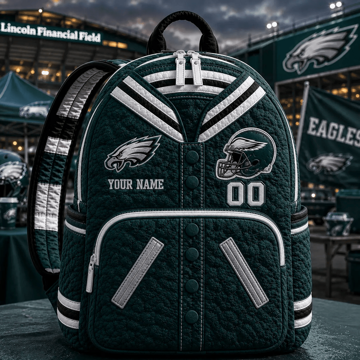 PHI x NFL Premium Varsity Quilted Backpack Personalized Gift For Fan - Limited Edition