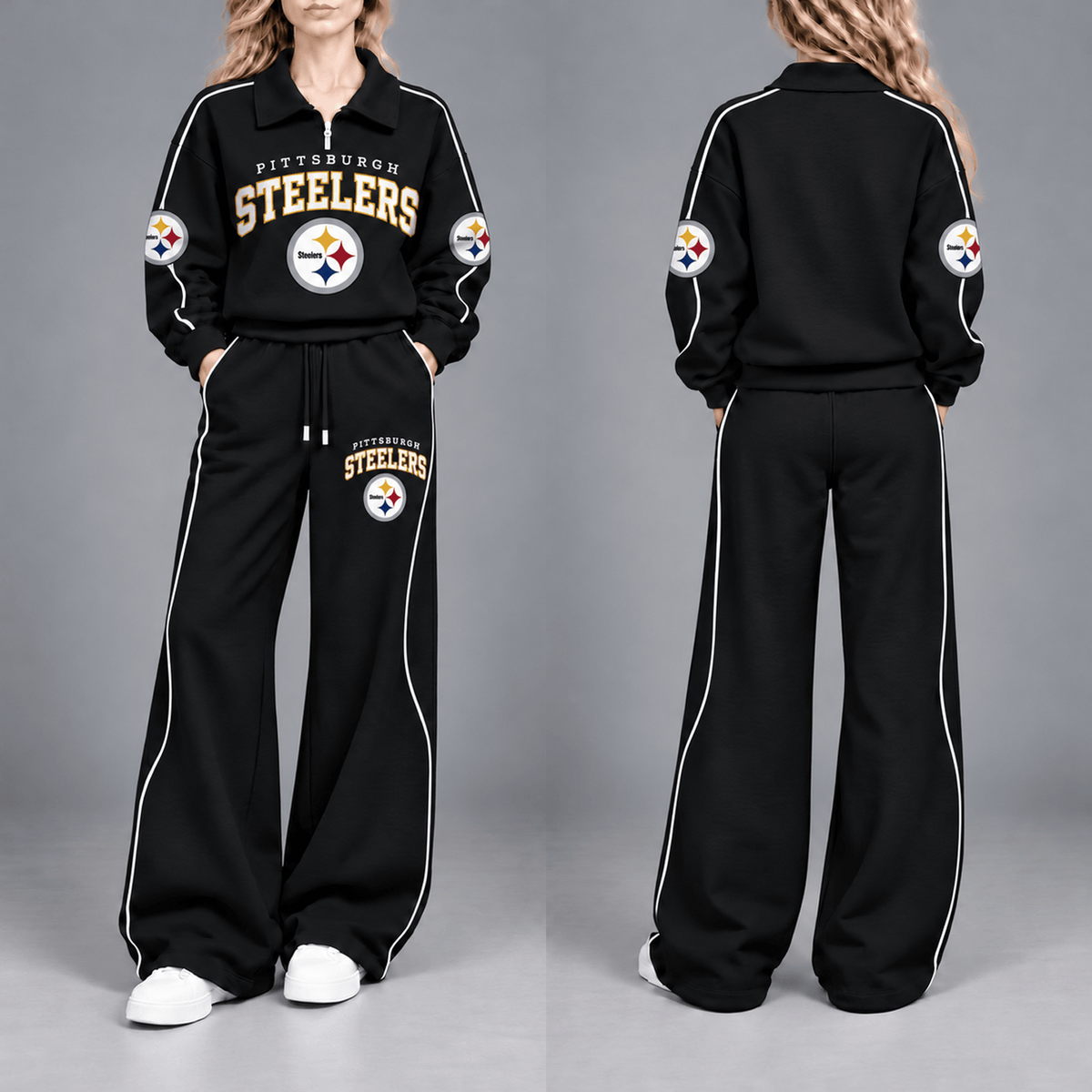 PIT Premium NFL Team Pride Contrast Piping Quarter-Zip + Pants