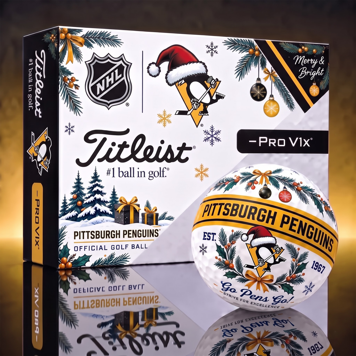 PIT X 1-OF-1 NHL TITLEIST CHRISTMAS GOLF BALLS