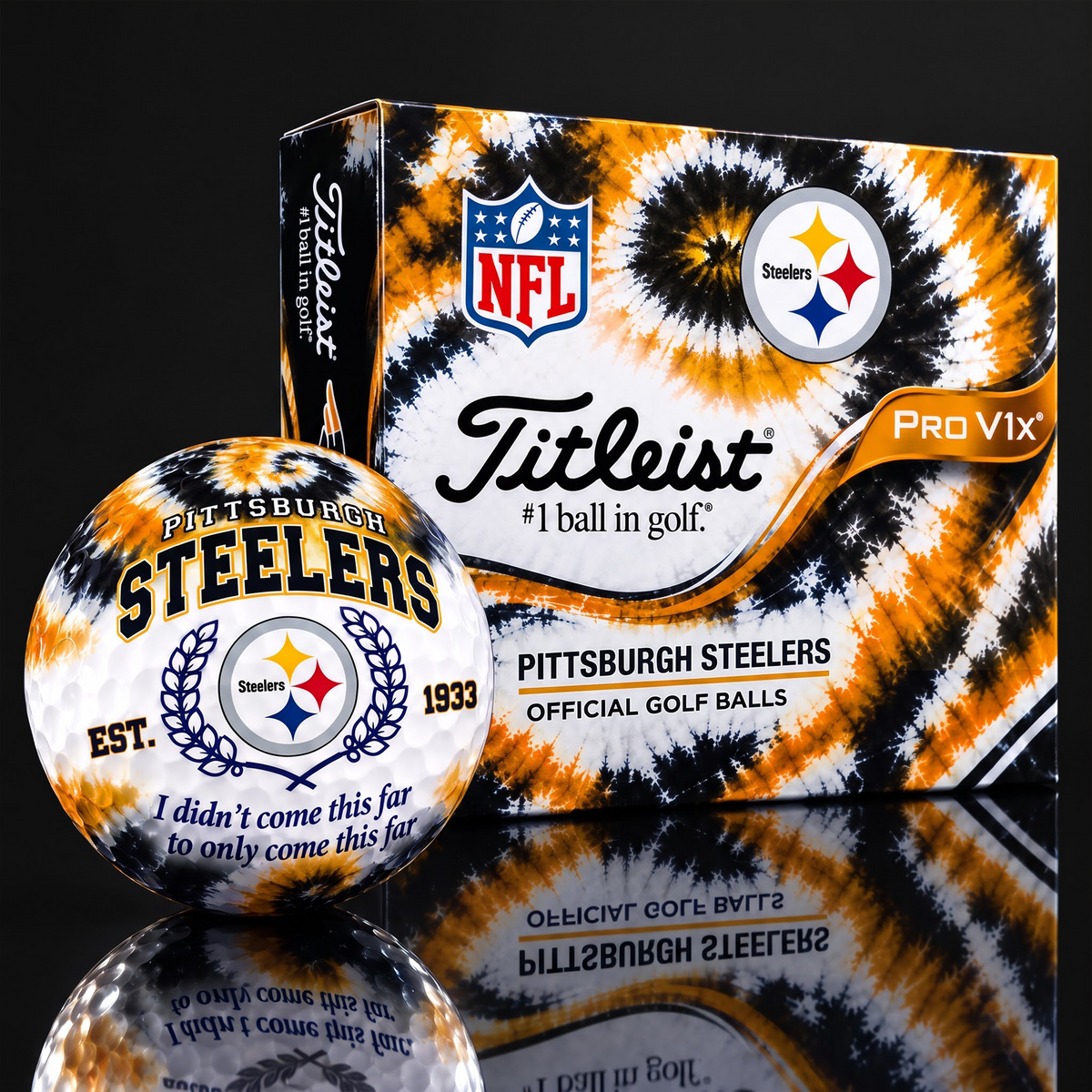 PIT X Custom 1-of-1 NFL Team Tie Dye Titleist Golf Balls Set