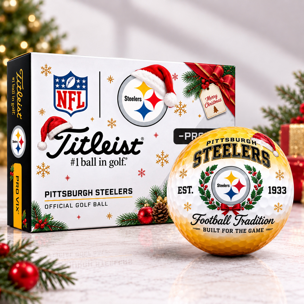 PIT X Custom NFL Team Christmas Titleist Pro V1x Golf Balls Set