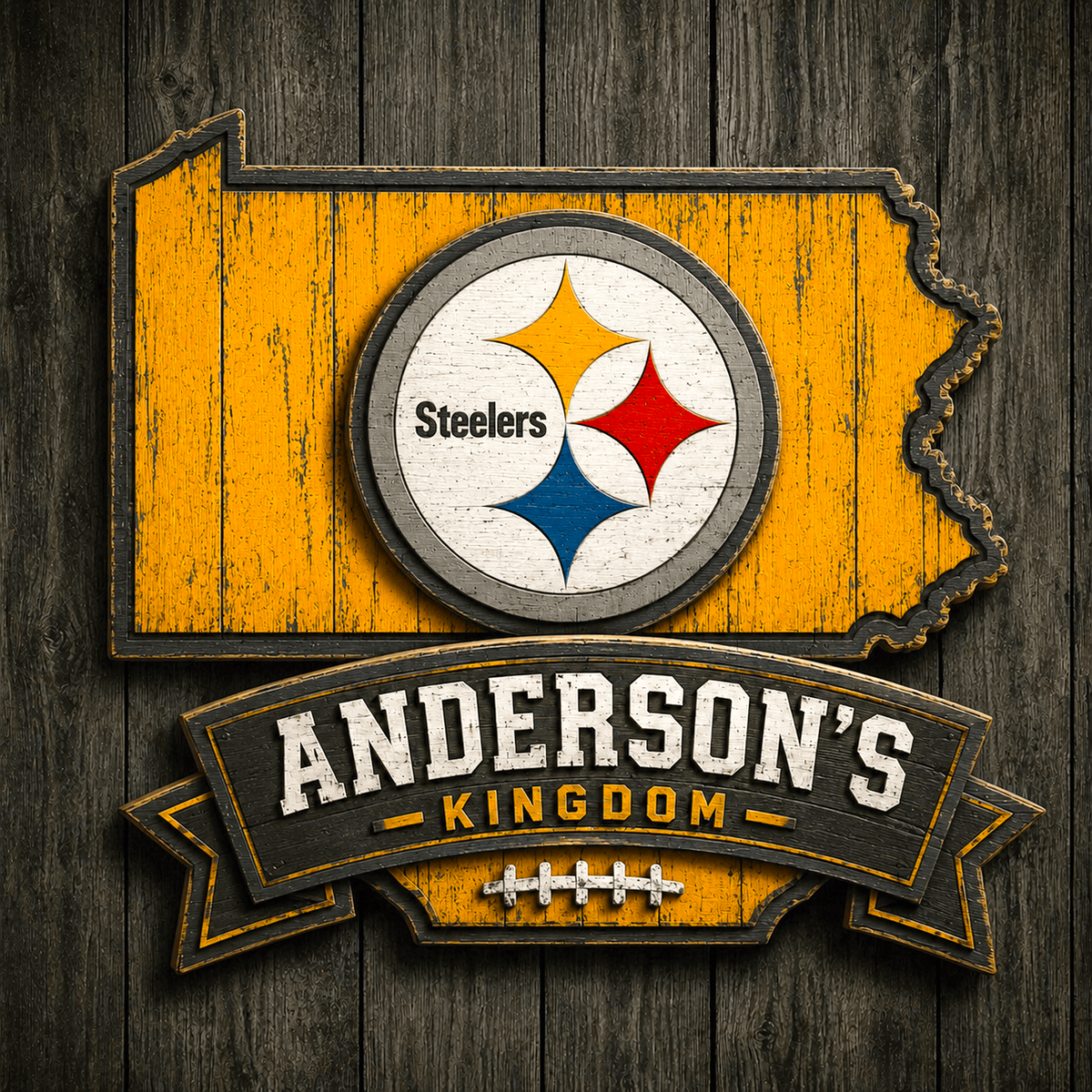 PIT x NFL Personalized Vintage Wooden Sign