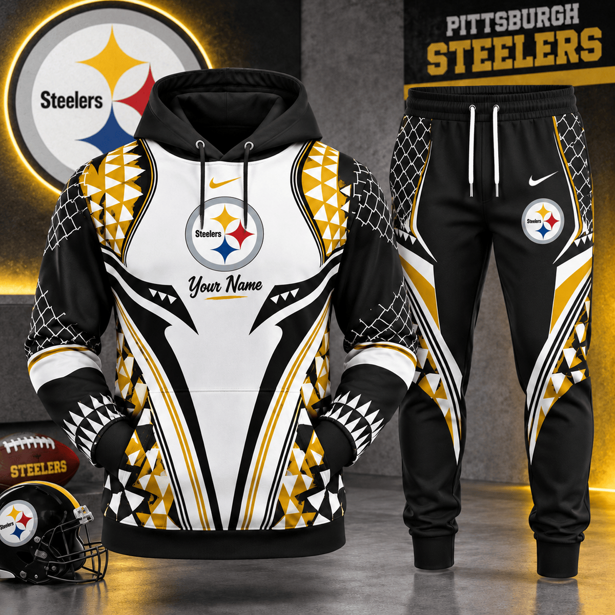 PIT x NFL Premium Football Graphic Hoodie & Jogger Set Fan Game Day Sportswear Outfit