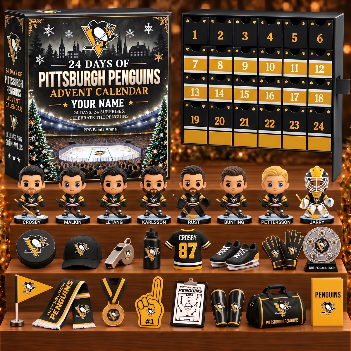 PIT x NHL Game Day Premium Personalized 24 Days Of Advent Calendar