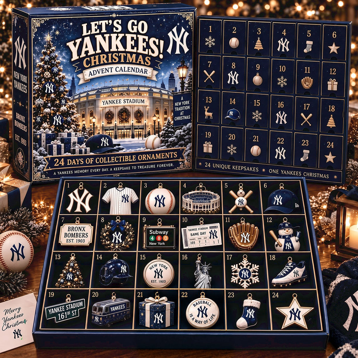 PREMIUM MLB X NYY EXCLUSIVE 24 Day Of Advent Calendar Box Personalized Gift For Fan Baseball Limited Edition