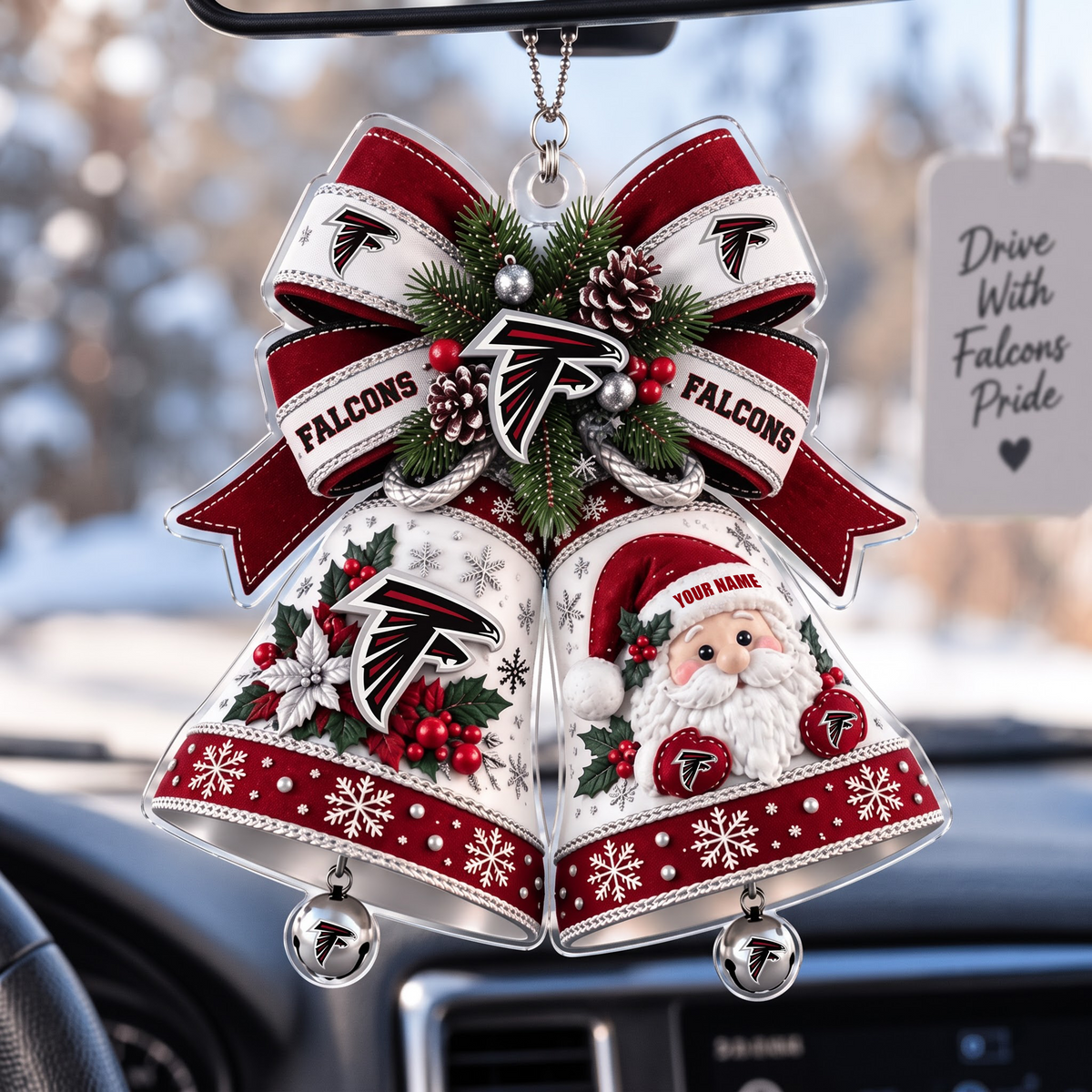 PREMIUM NFL X AF EXCLUSIVE Christmas KICK OFF Personalized Acrylic Car Ornament LIMITED EDITION