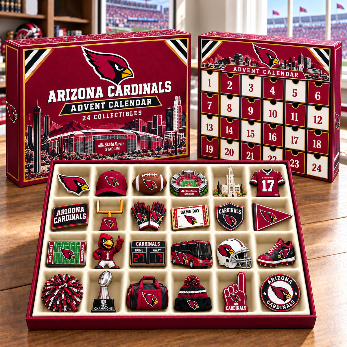 PREMIUM NFL X ARI BESPOKE OFFICIAL NFL 24-Day Game Day Surprise Countdown Box Limited Edition