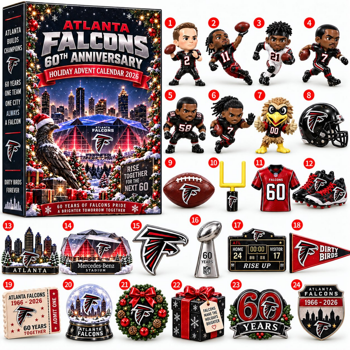 PREMIUM NFL X ATL 24-Day Game Day Surprise Countdown Advent Calendar