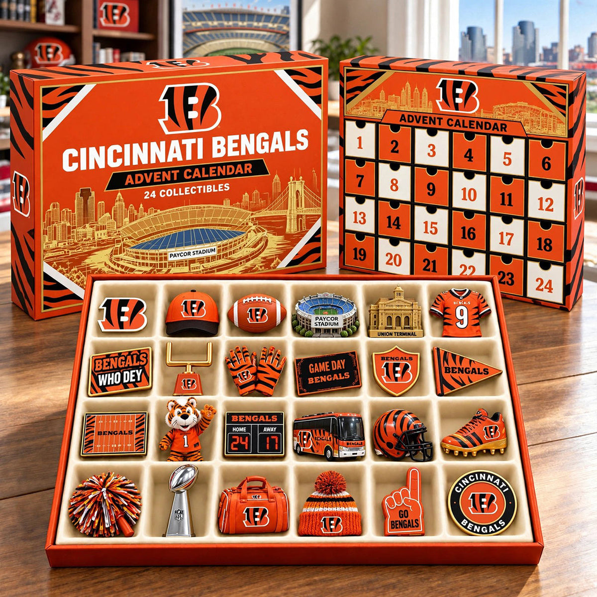 PREMIUM NFL X CIN BESPOKE OFFICIAL NFL 24-Day Game Day Surprise Countdown Box Limited Edition