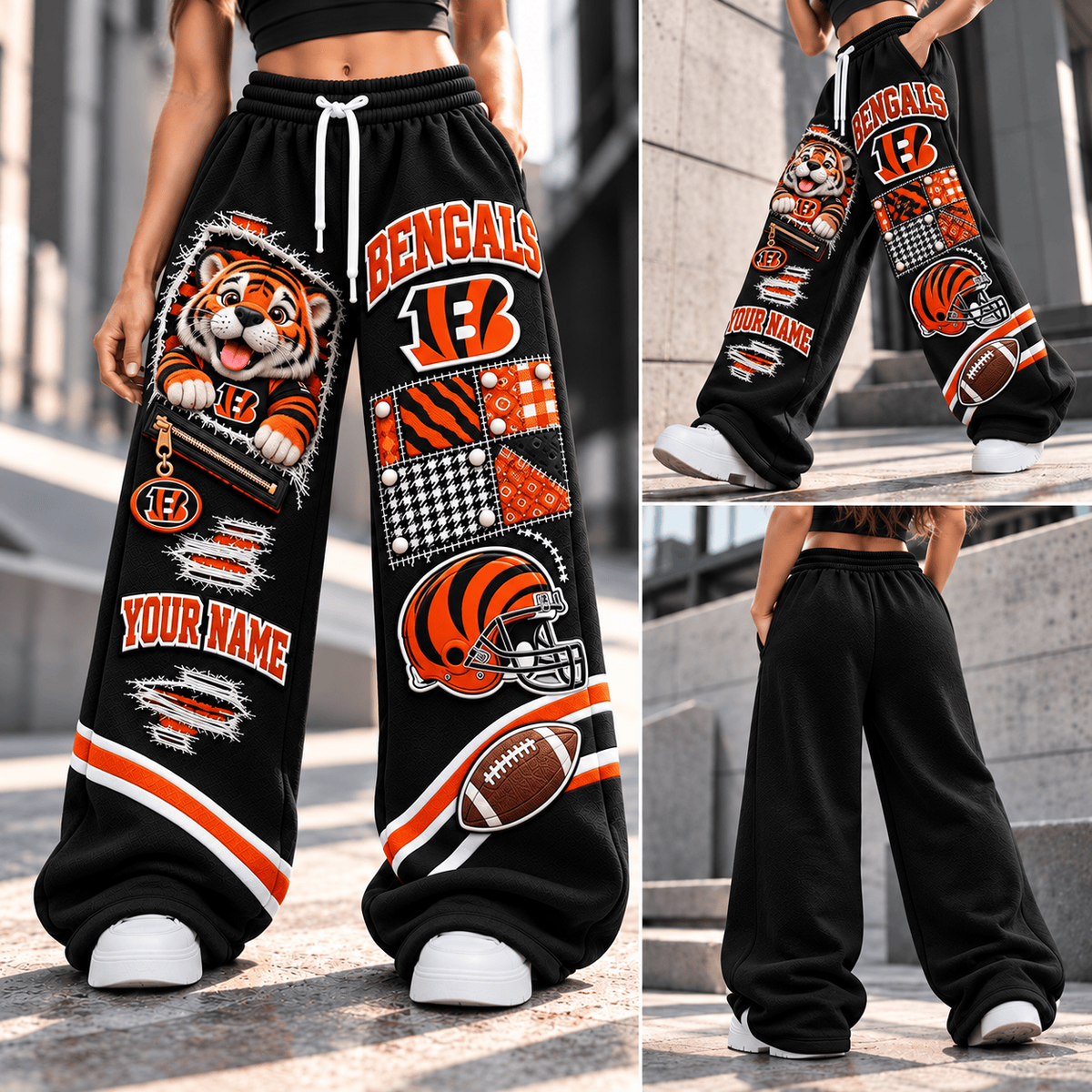 PREMIUM NFL X CIN EXCLUSIVE BESPOKE NAME Long Wide Sweatpants Limited Edition