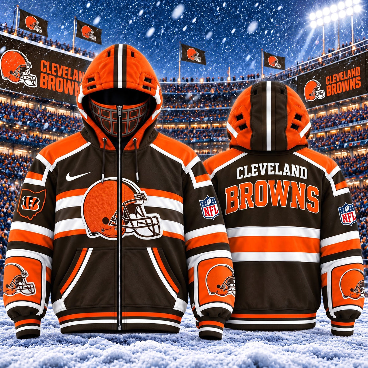 PREMIUM NFL X CLE EXCLUSIVE 3D Zipper Jacket Helmet MARK EDITION