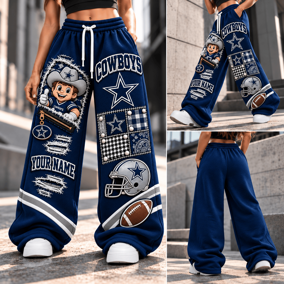 PREMIUM NFL X DC EXCLUSIVE BESPOKE NAME Long Wide Sweatpants Limited Edition