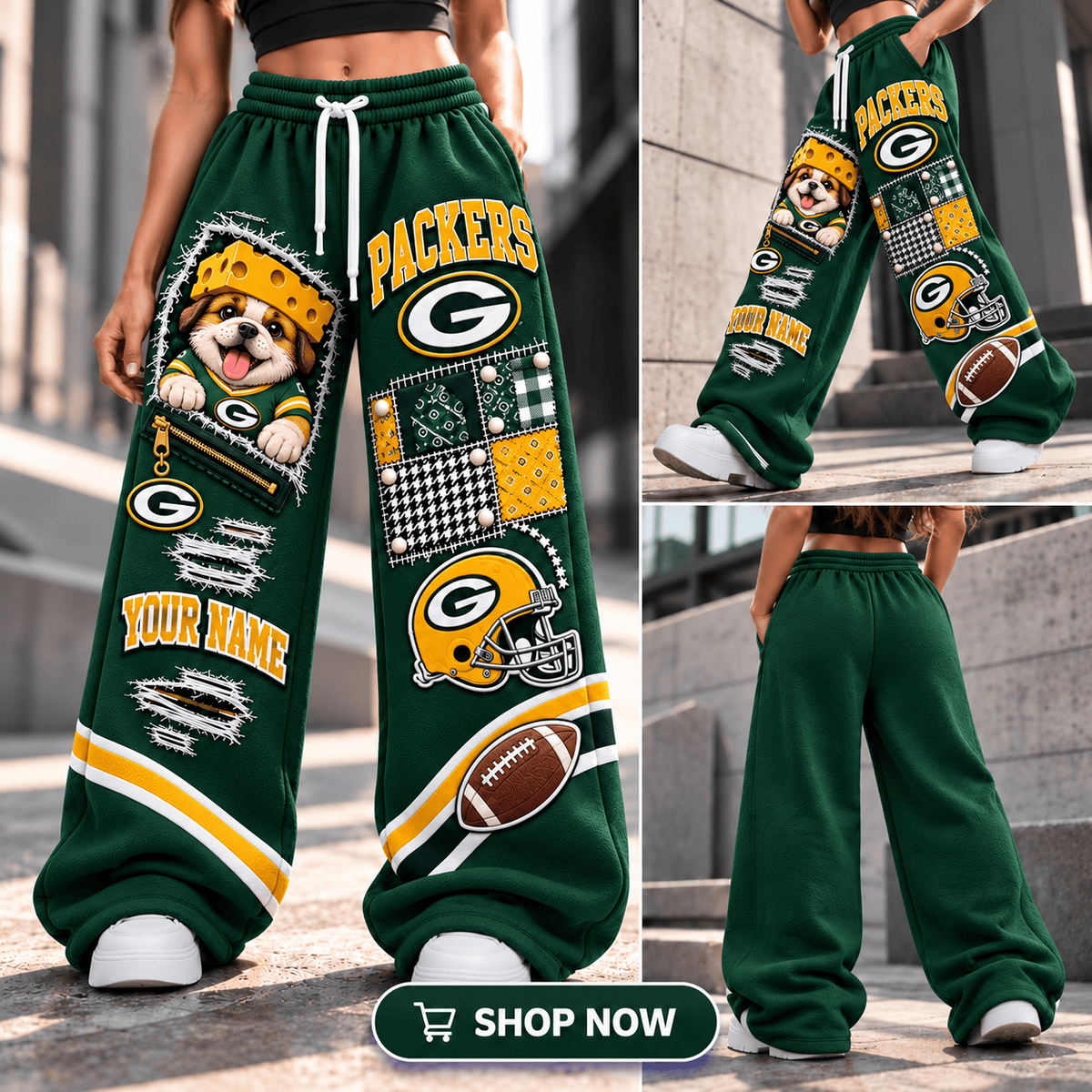 PREMIUM NFL X GBP EXCLUSIVE BESPOKE NAME Long Wide Sweatpants Limited Edition