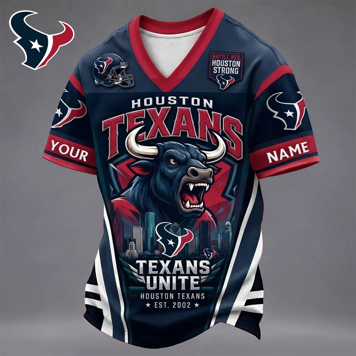 PREMIUM NFL X HOU EXCLUSIVE PERSONALIZED V-NECK TSHIRT LIMITED EDITION