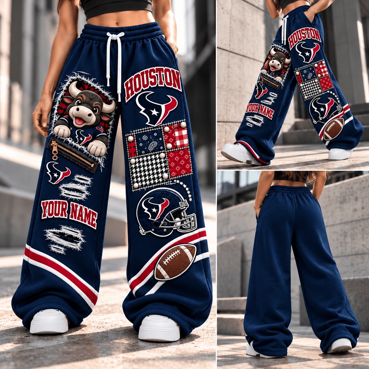 PREMIUM NFL X HT EXCLUSIVE BESPOKE NAME Long Wide Sweatpants Limited Edition