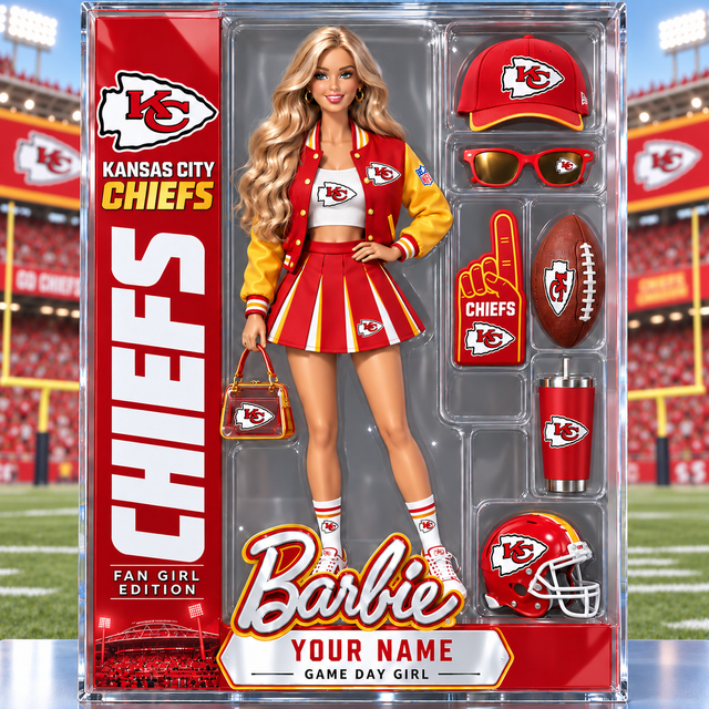 PREMIUM NFL X KCC Barbie PERSONALIZED Acrylic Block Plaque Gifts For Fan - Limited Edition
