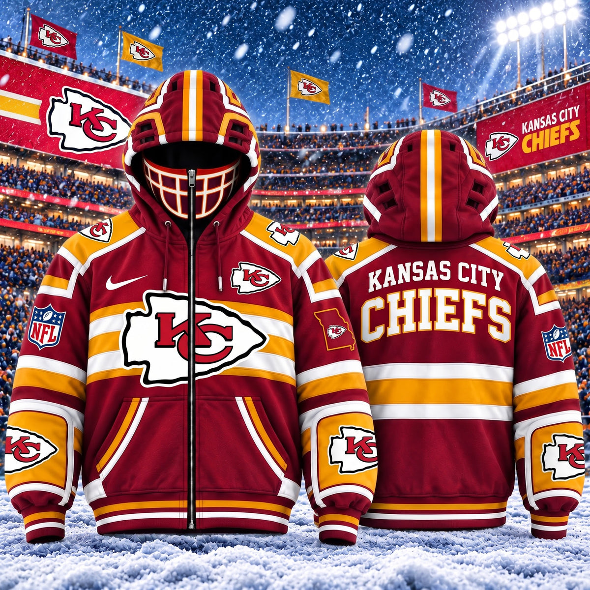 PREMIUM NFL X KCC EXCLUSIVE 3D Zipper Jacket Helmet MARK EDITION