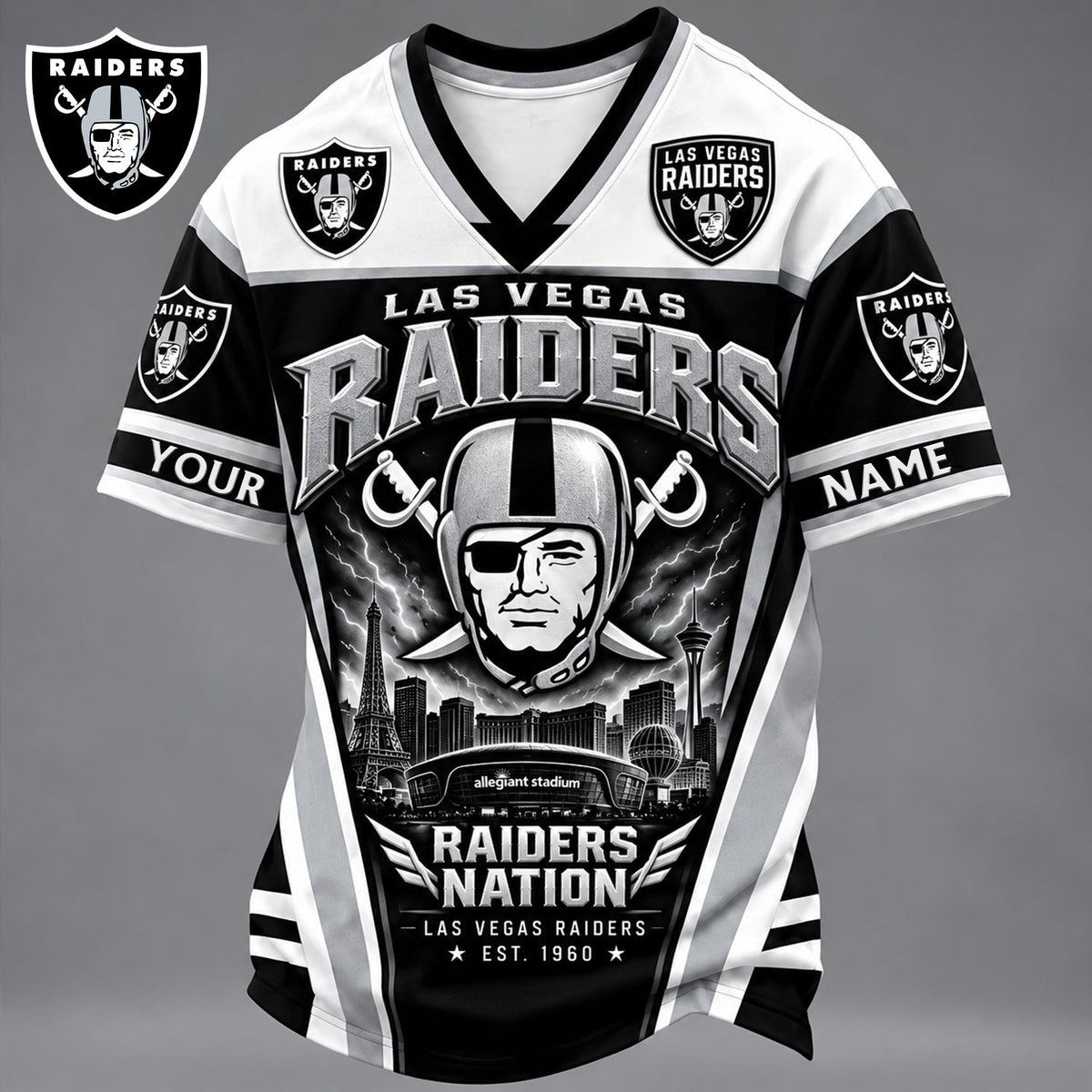 PREMIUM NFL X LV EXCLUSIVE PERSONALIZED V-NECK TSHIRT LIMITED EDITION