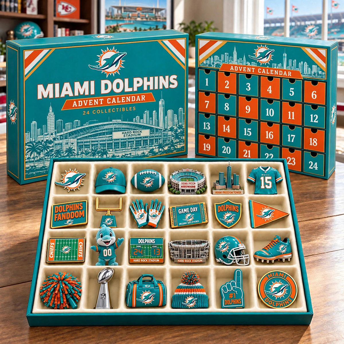 PREMIUM NFL X MIA BESPOKE OFFICIAL NFL 24-Day Game Day Surprise Countdown Box Limited Edition