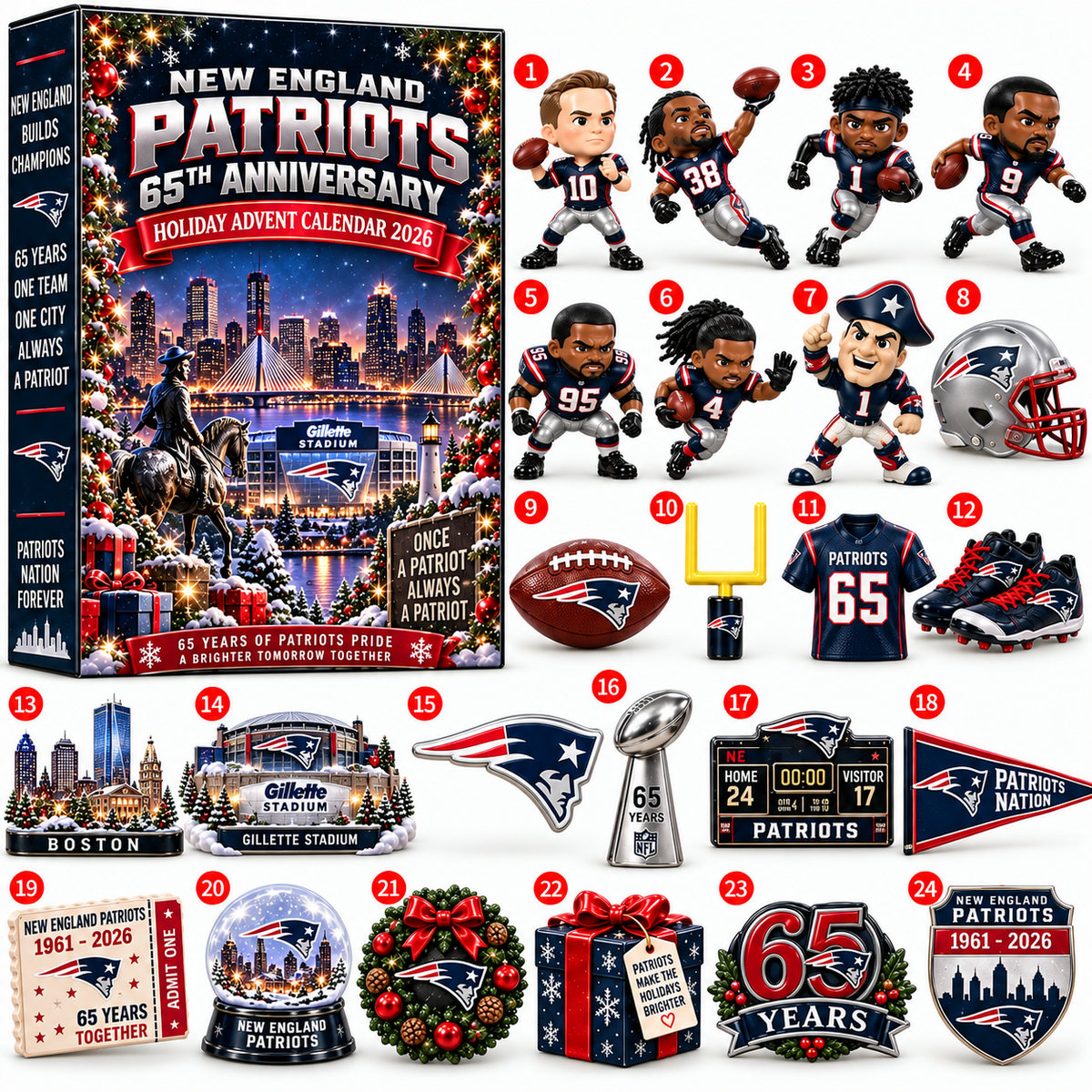 PREMIUM NFL X NE 24-Day Game Day Surprise Countdown Advent Calendar