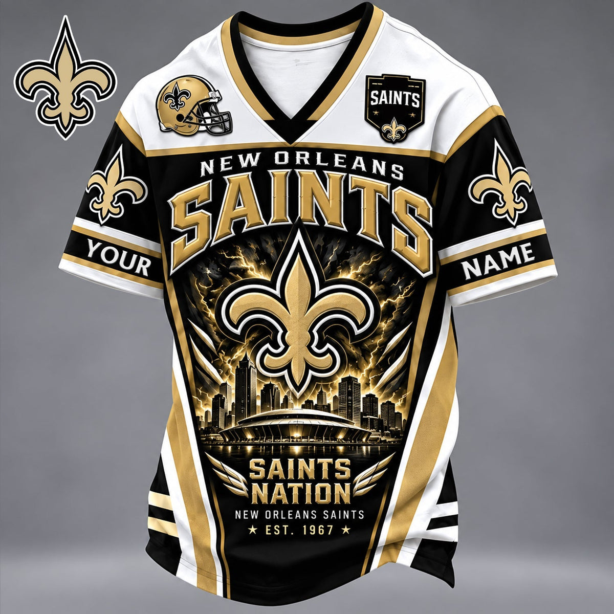 PREMIUM NFL X NO EXCLUSIVE PERSONALIZED V-NECK TSHIRT LIMITED EDITION