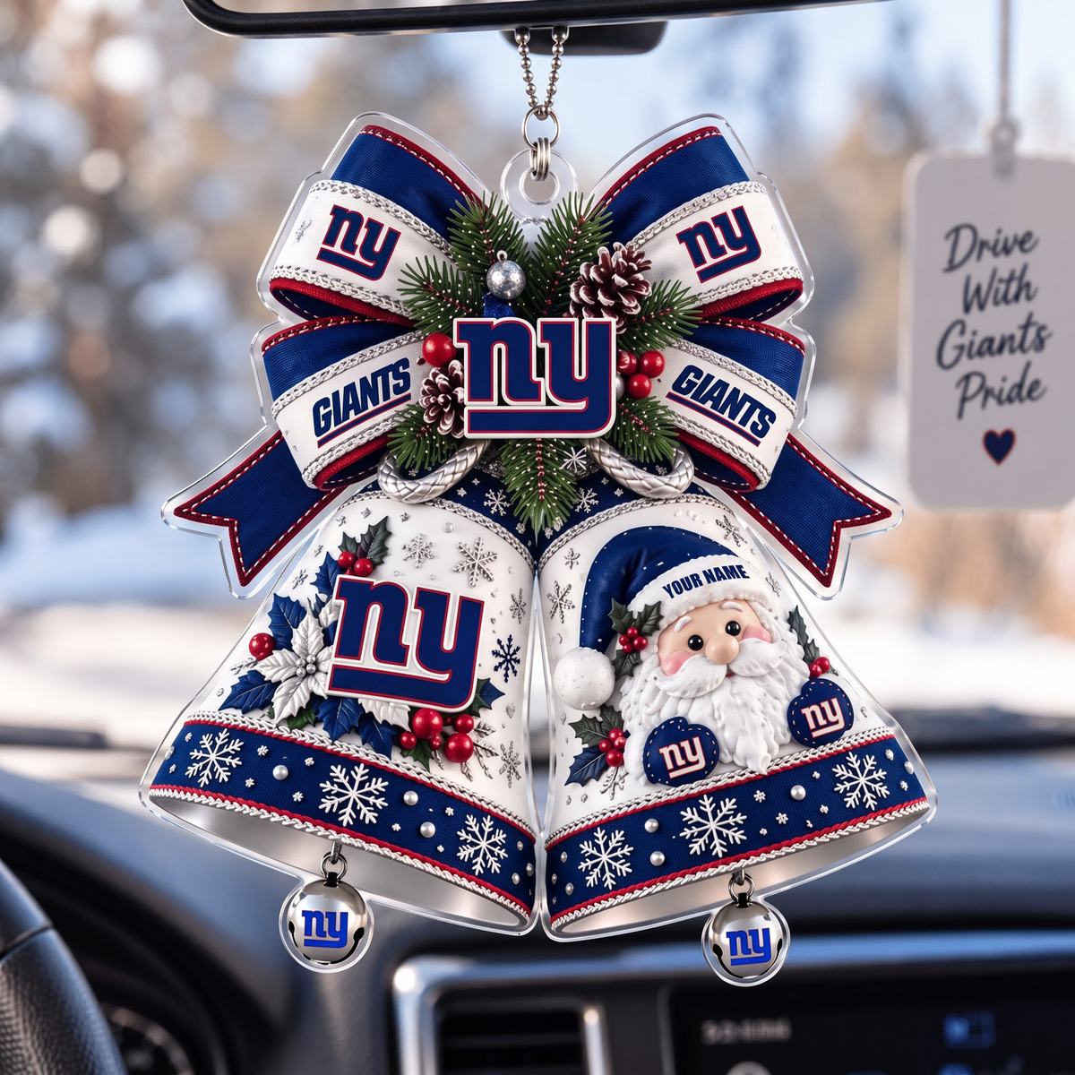 PREMIUM NFL X NYG EXCLUSIVE Christmas KICK OFF Personalized Acrylic Car Ornament LIMITED EDITION