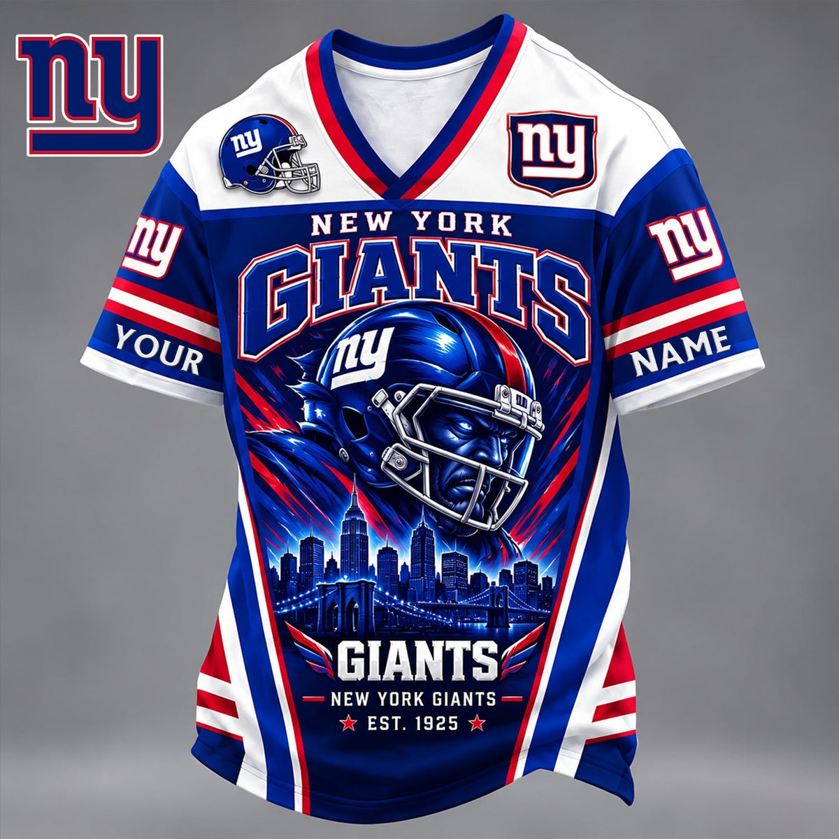 PREMIUM NFL X NYG EXCLUSIVE PERSONALIZED V-NECK TSHIRT LIMITED EDITION