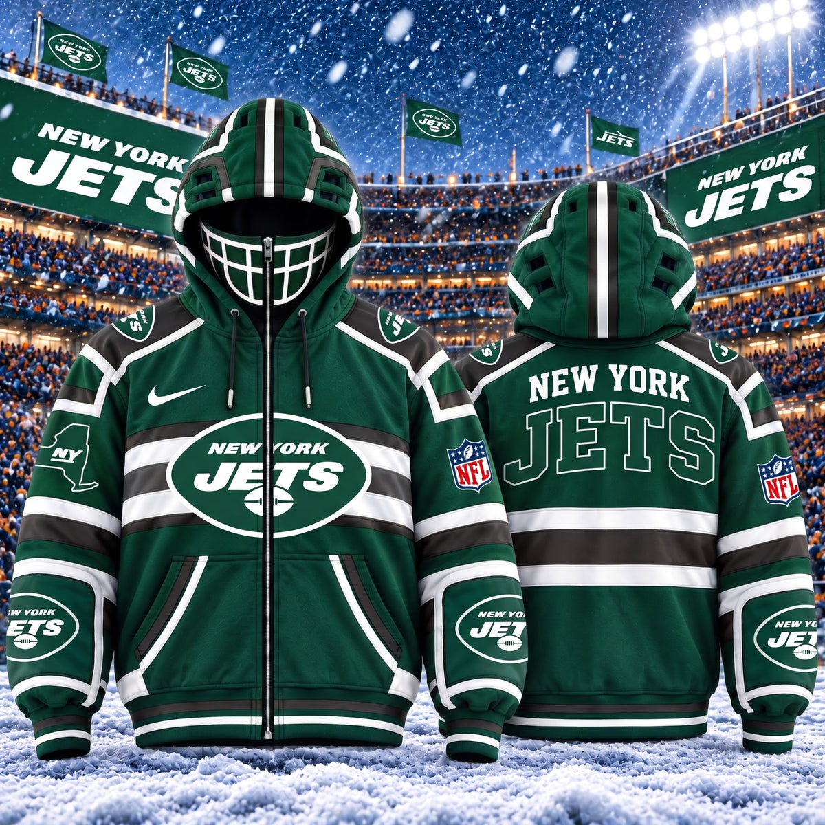 PREMIUM NFL X NYJ EXCLUSIVE 3D Zipper Jacket Helmet MARK EDITION