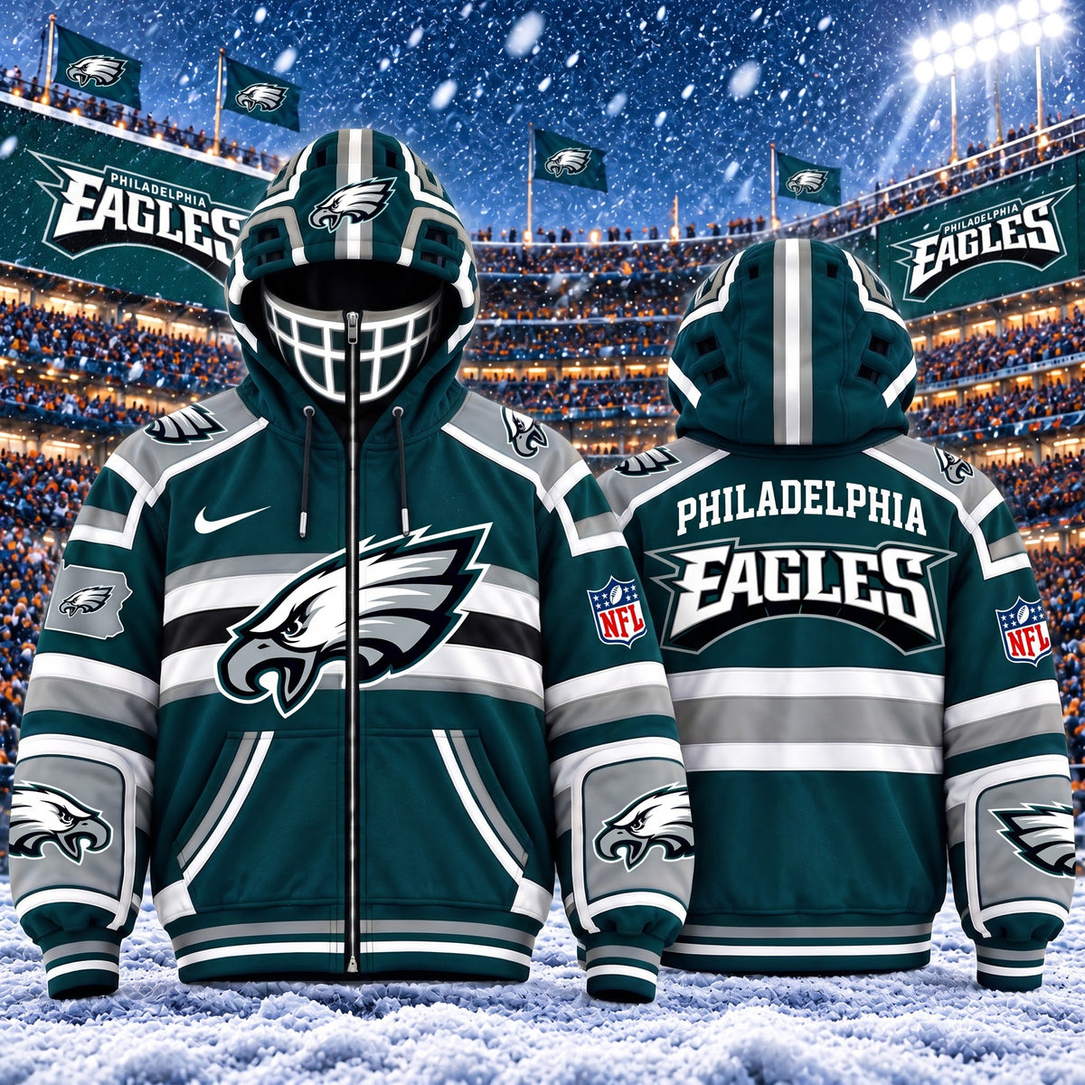 PREMIUM NFL X PE EXCLUSIVE 3D Zipper Jacket Helmet MARK EDITION