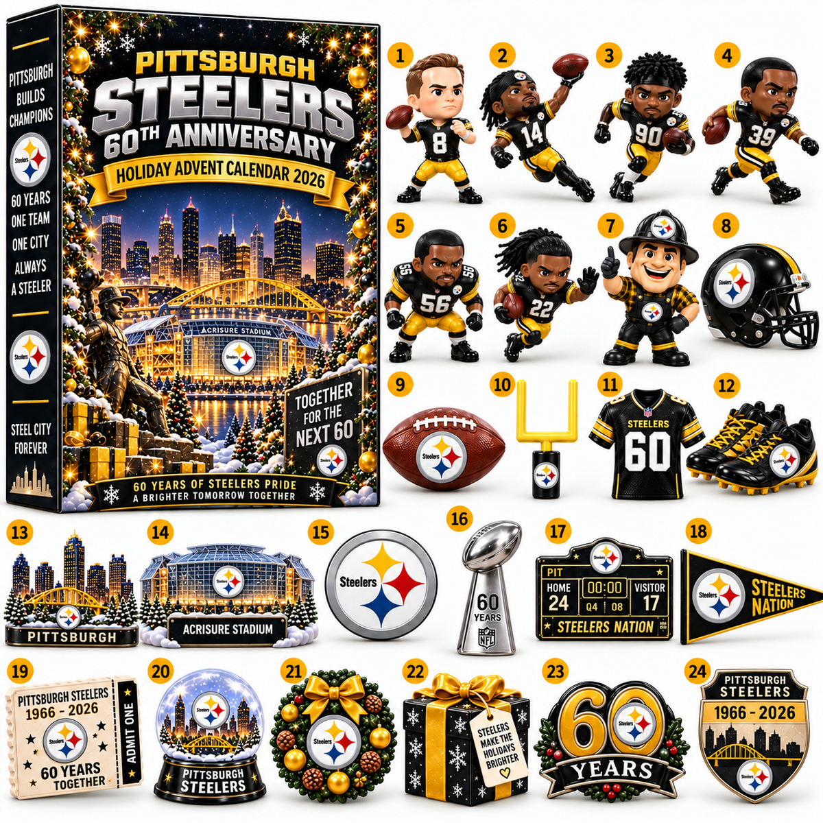 PREMIUM NFL X PIT 24-Day Game Day Surprise Countdown Advent Calendar