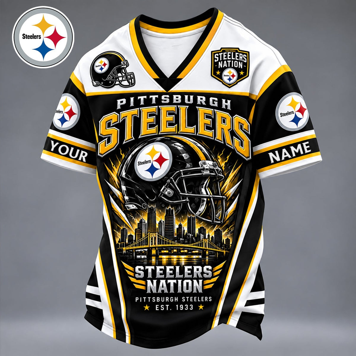PREMIUM NFL X PIT EXCLUSIVE PERSONALIZED V-NECK TSHIRT LIMITED EDITION