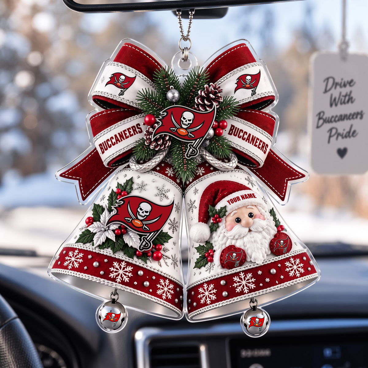 PREMIUM NFL X TBB EXCLUSIVE Christmas KICK OFF Personalized Acrylic Car Ornament LIMITED EDITION