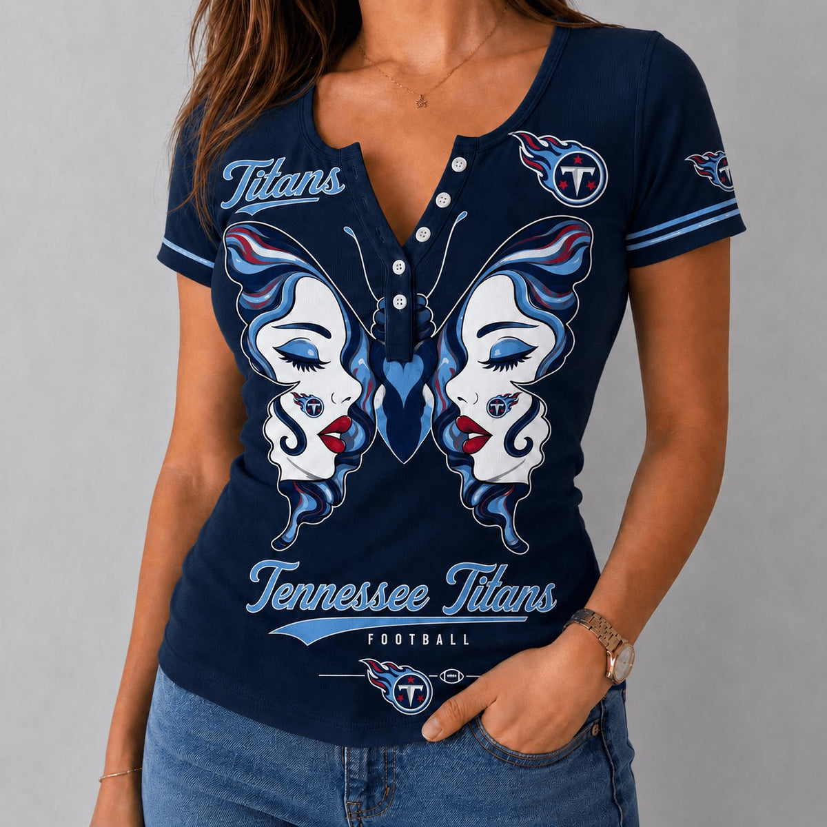 PREMIUM NFL X TEN EXCLUSIVE Butterfly Wings Button V-Neck Shirt Limited Edition