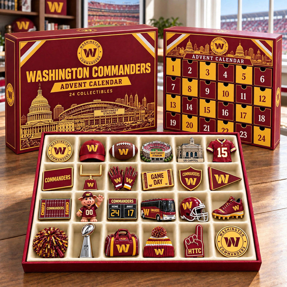 PREMIUM NFL X WAS BESPOKE OFFICIAL NFL 24-Day Game Day Surprise Countdown Box Limited Edition