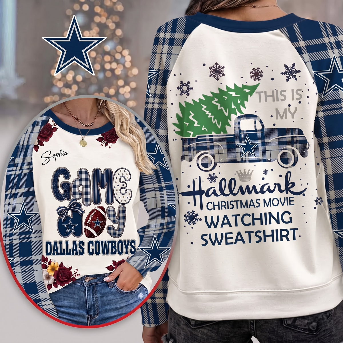 PREMIUM NFL x DC EXCLUSIVE PERSONALIZED Cozy Round Neck Raglan Sleeve Sweatshirt