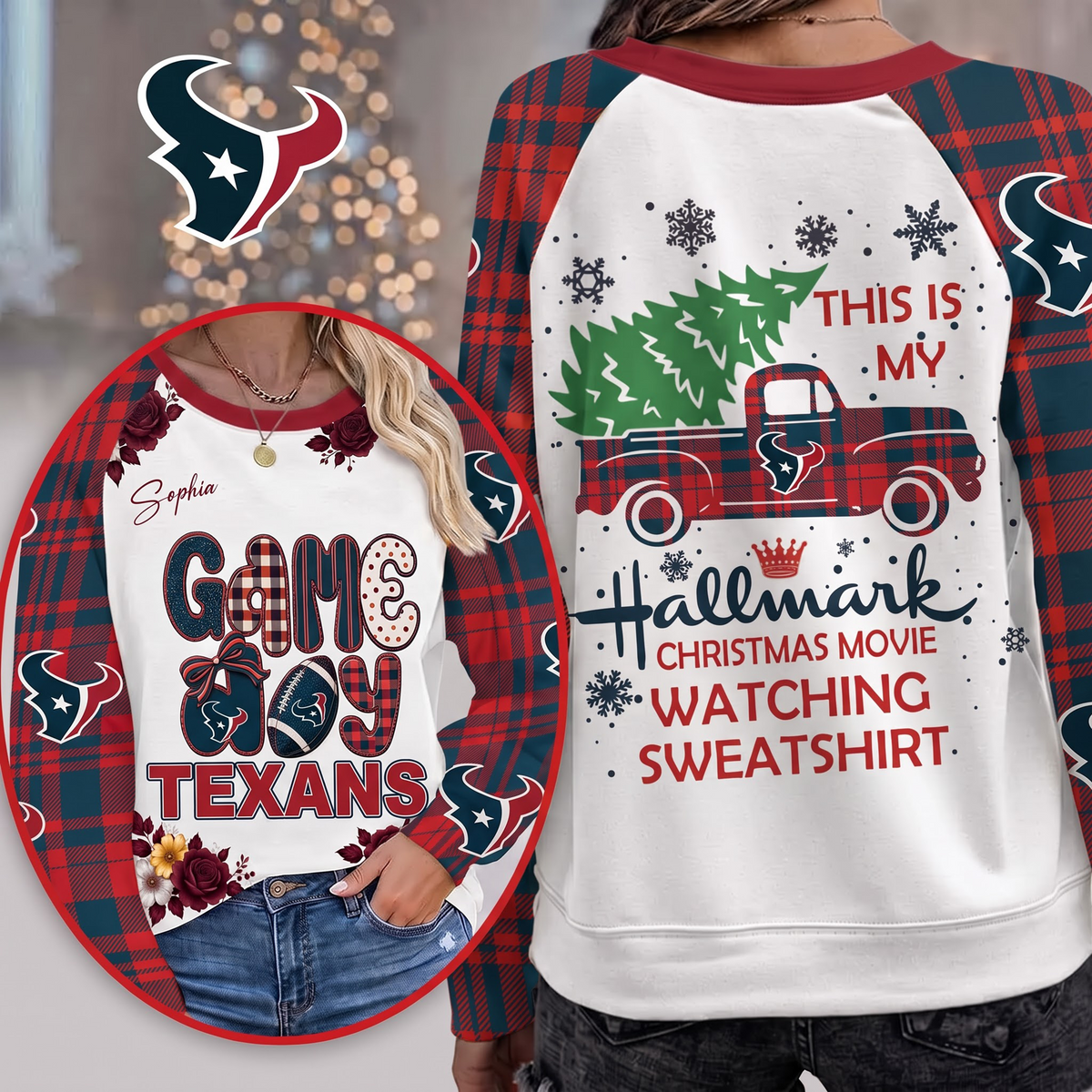 PREMIUM NFL x HT EXCLUSIVE PERSONALIZED Cozy Round Neck Raglan Sleeve Sweatshirt